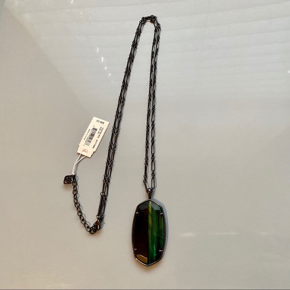 [SOLD] Reid Gunmetal Necklace Green Tiger's Eye - Picture 1 of 3